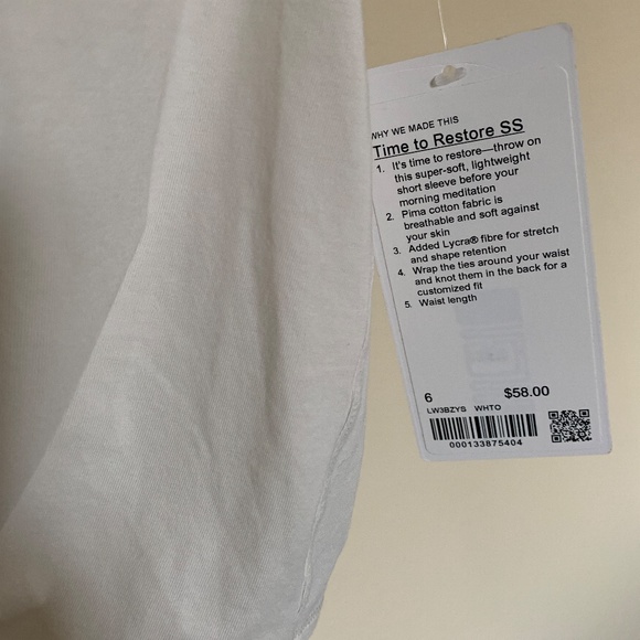 Lululemon Time to Restore Wrap Short Sleeve Shirt, NWT, Size 6, White Opal/Cream - Picture 6 of 10